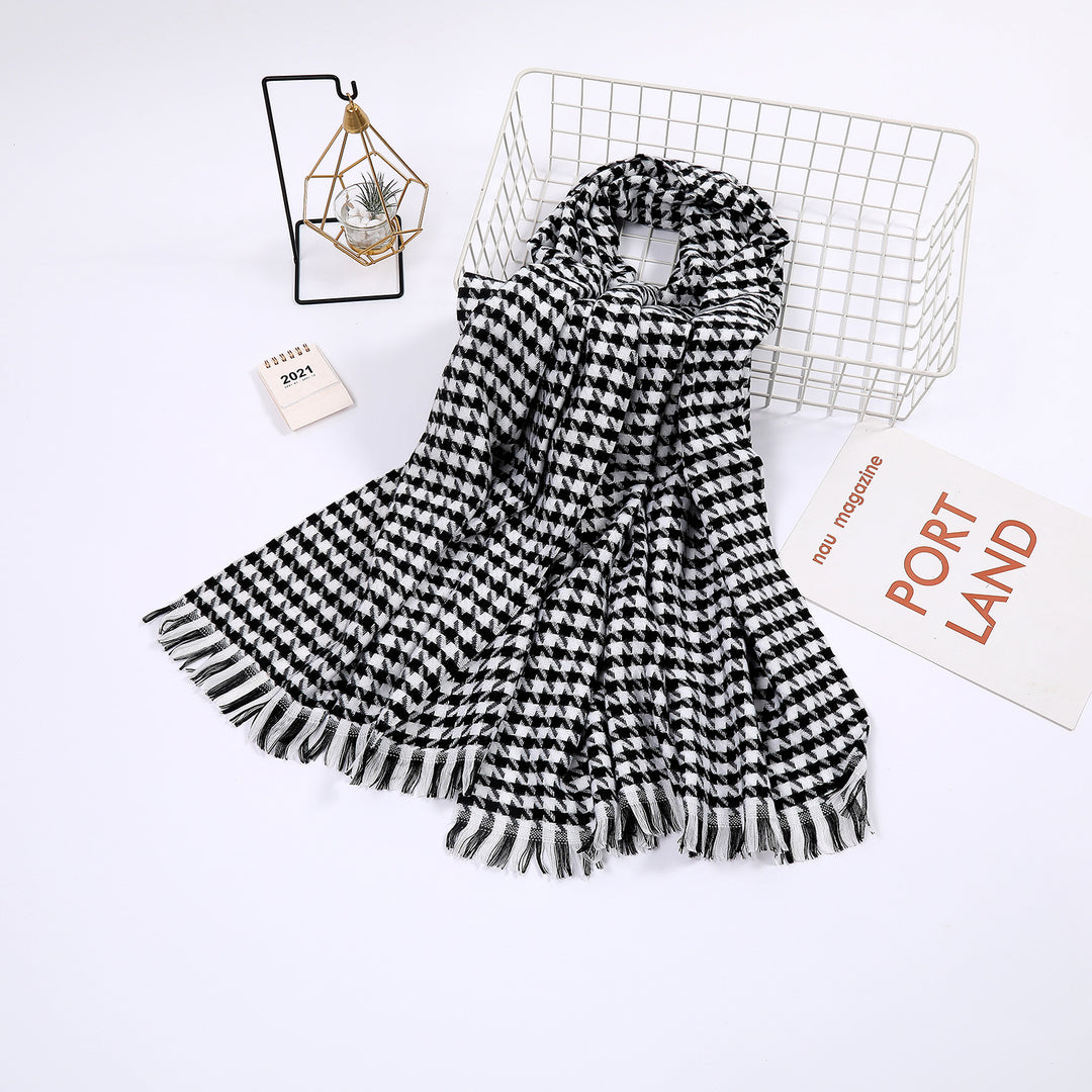 Ladies elegant scarf with houndstooth pattern Stornfield