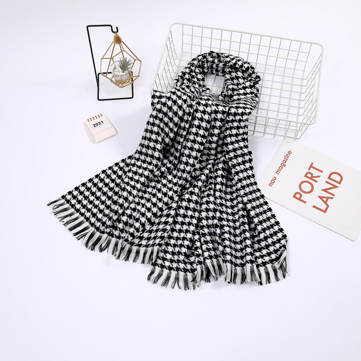 Ladies elegant scarf with houndstooth pattern Stornfield