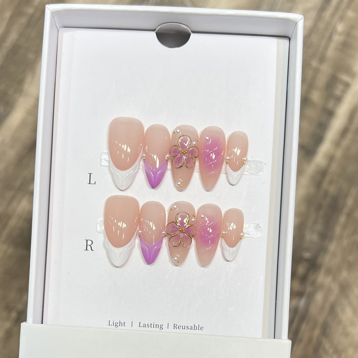 Artistic Floral Press-On Nail Set Stornfield