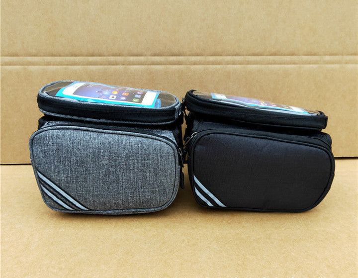 waterproof bike handlebar phone bag with touchscreen top and spacious dual compartment and reflective accents Stornfield