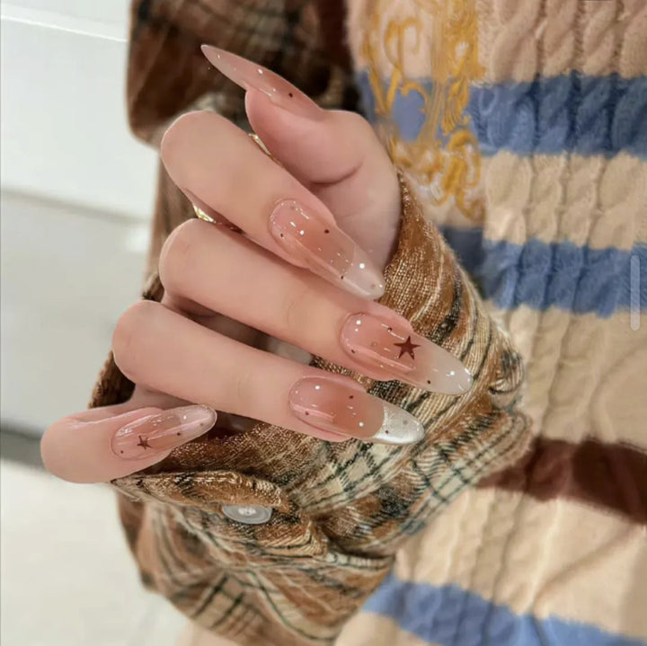 Glamorous Star-Accented French Tip Press-On Nails Stornfield