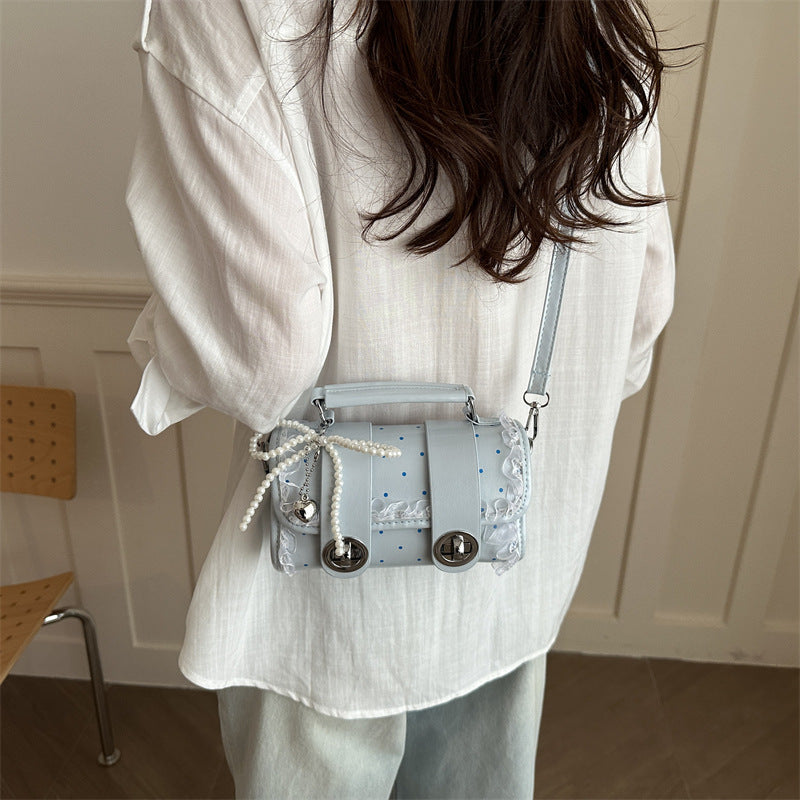Dot-Patterned Handheld Crossbody Bag