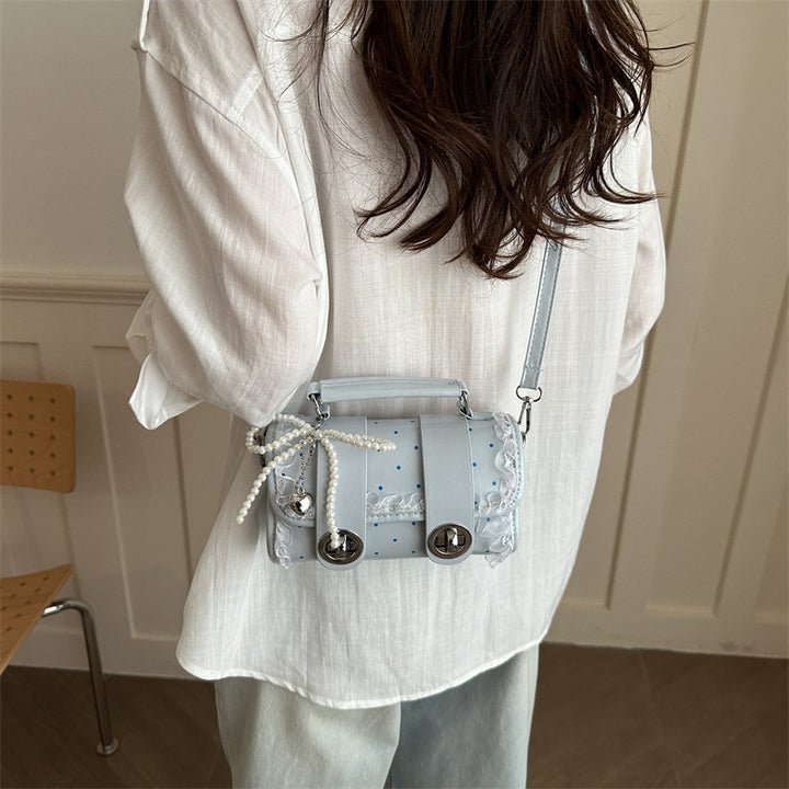 Dot-Patterned Handheld Crossbody Bag