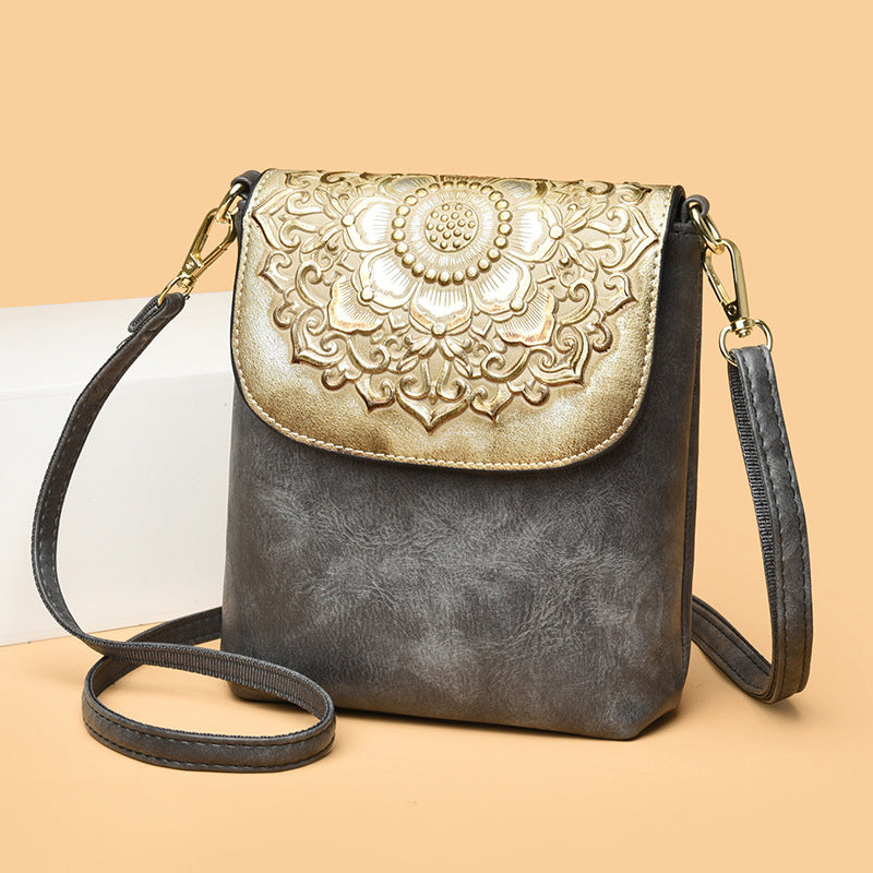 Decorative Embossed Crossbody Handbag