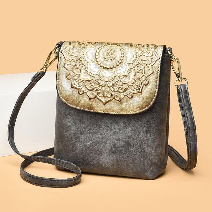 Decorative Embossed Crossbody Handbag