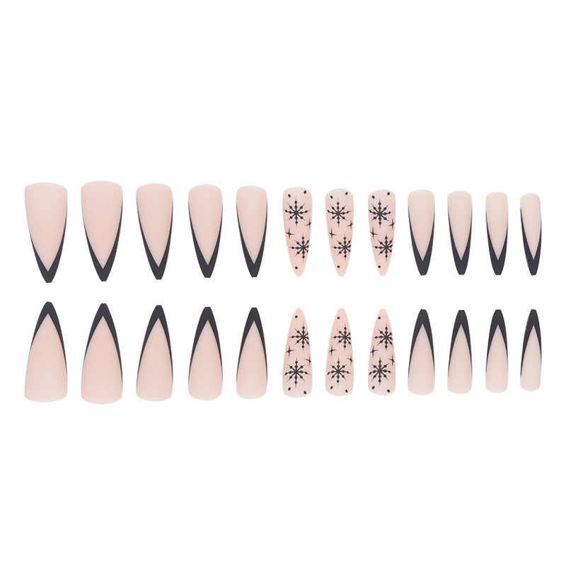 Long Stiletto Press-On Nail Art with Snowflake Design Stornfield
