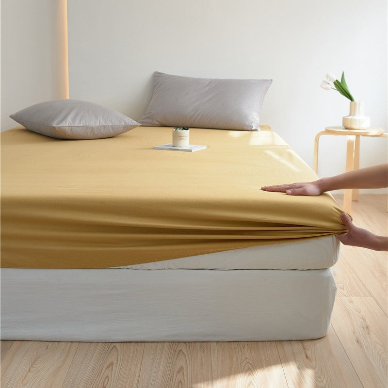 Elastic fitted sheet made of cotton jersey with extra deep pocket and all-around elastic