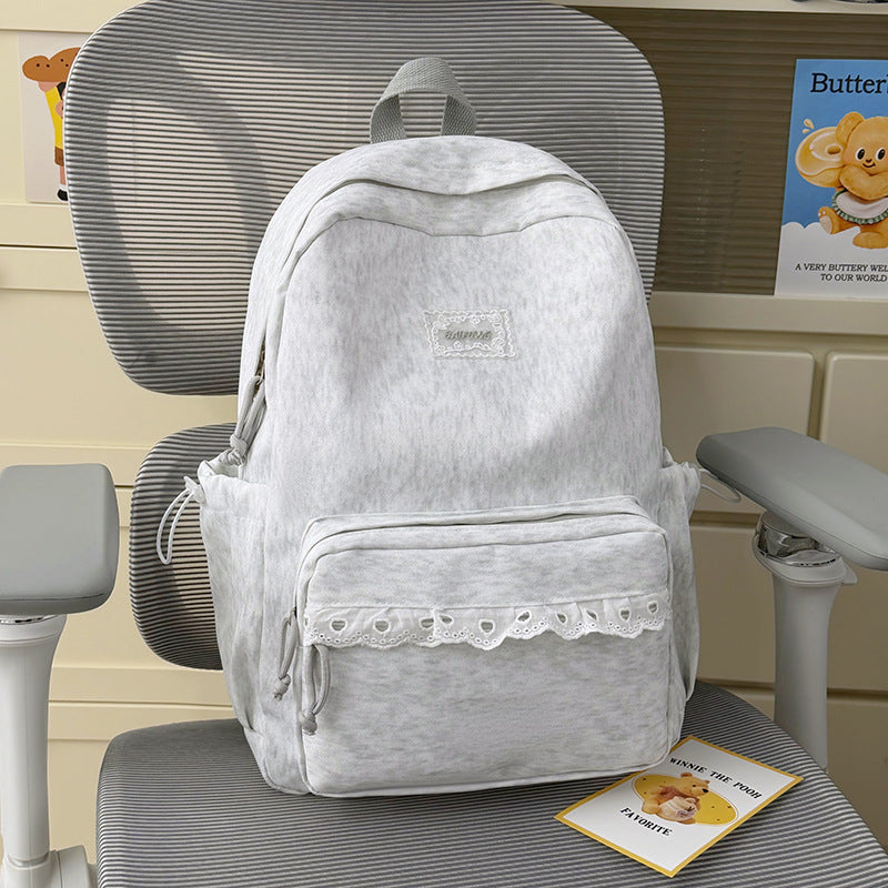 Stylish Backpack with Decorative Lace Trim Stornfield
