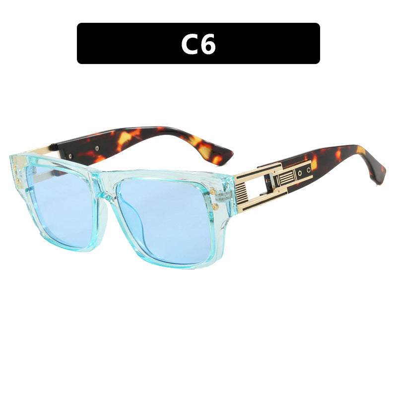 Women’s trendy square sunglasses with elegant gold decorative structure Stornfield