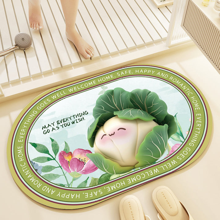 Whimsical Cabbage-Themed Welcome Mat Stornfield