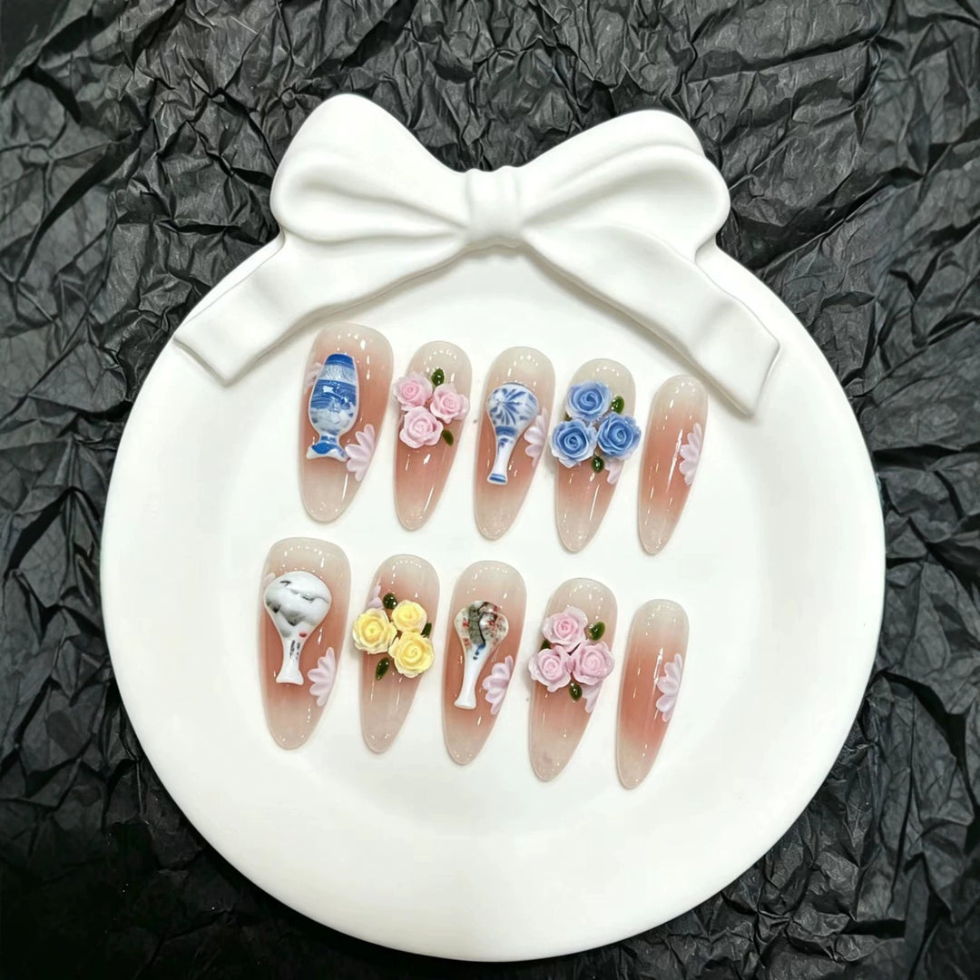 Decorative Floral Press-On Nail Art Collection