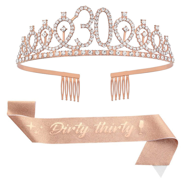 Girl Glittering Birthday Crown and Sash Set Stornfield