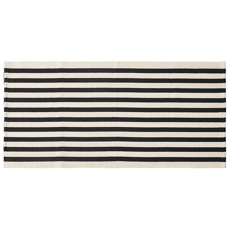 Flat woven runner for living and dining room with modern stripe pattern