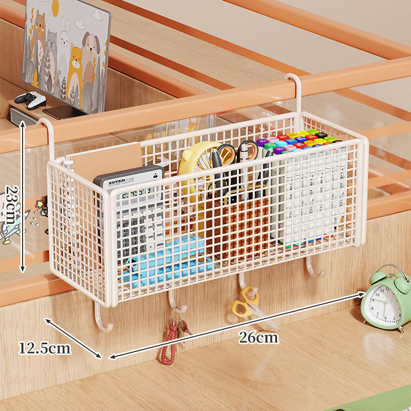 Over-Rail Metal Grid Hanging Storage Basket Organizer for Bunk Bed and Desk