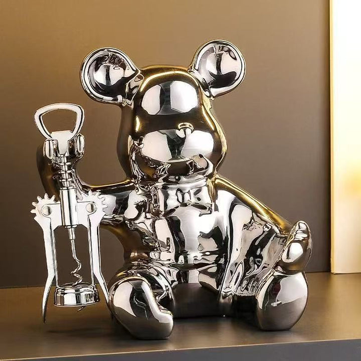 Decorative Bear-Themed Wine Bottle Holder for Home