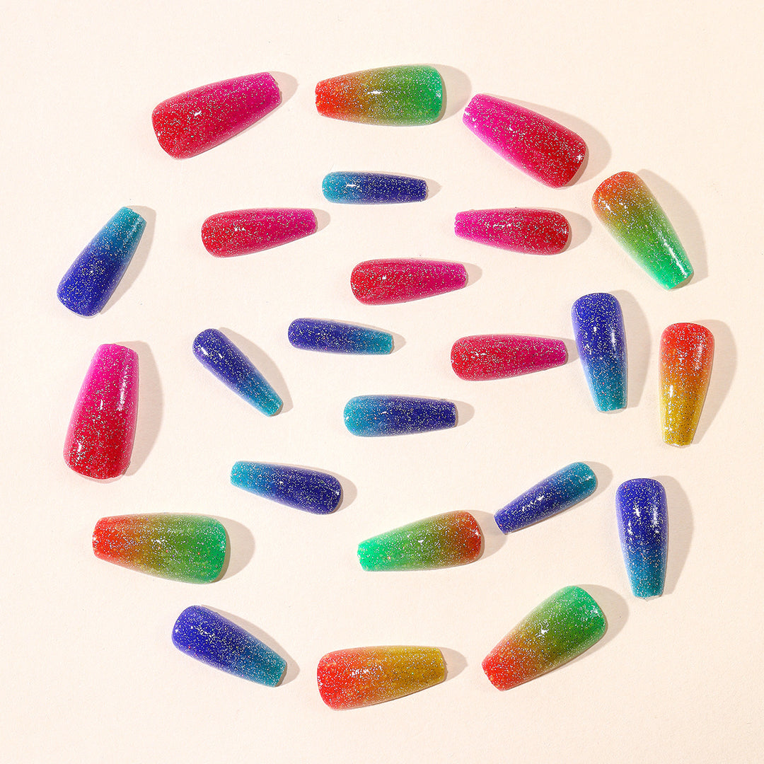 Vibrant Glitter Gradient Acrylic Nail Art Extensions Stornfield