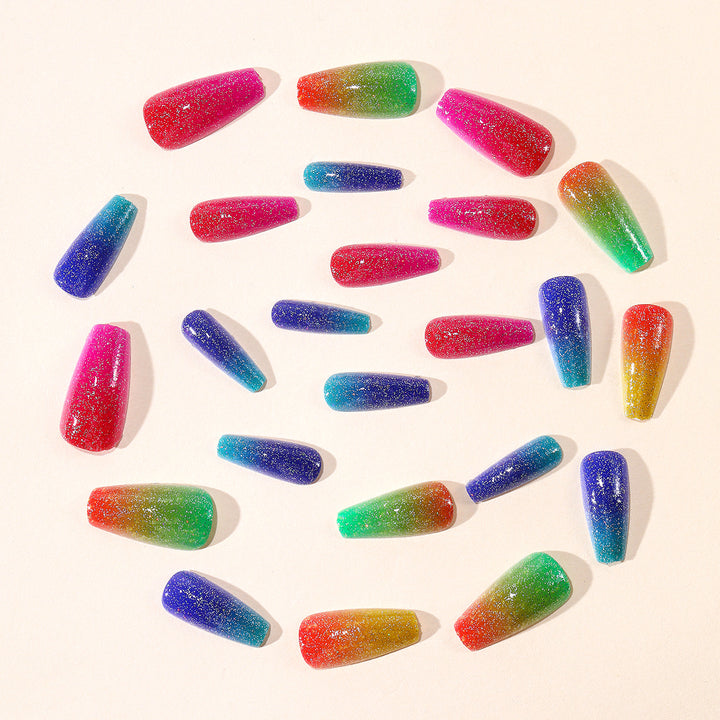 Vibrant Glitter Gradient Acrylic Nail Art Extensions Stornfield