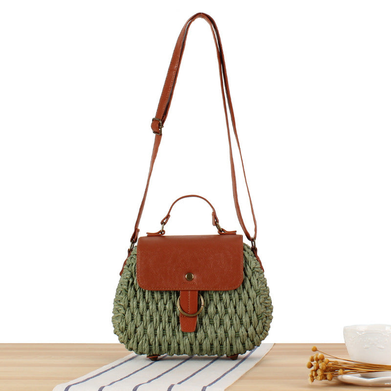 Handbag with Elegant Leather Lid and Woven Design Stornfield