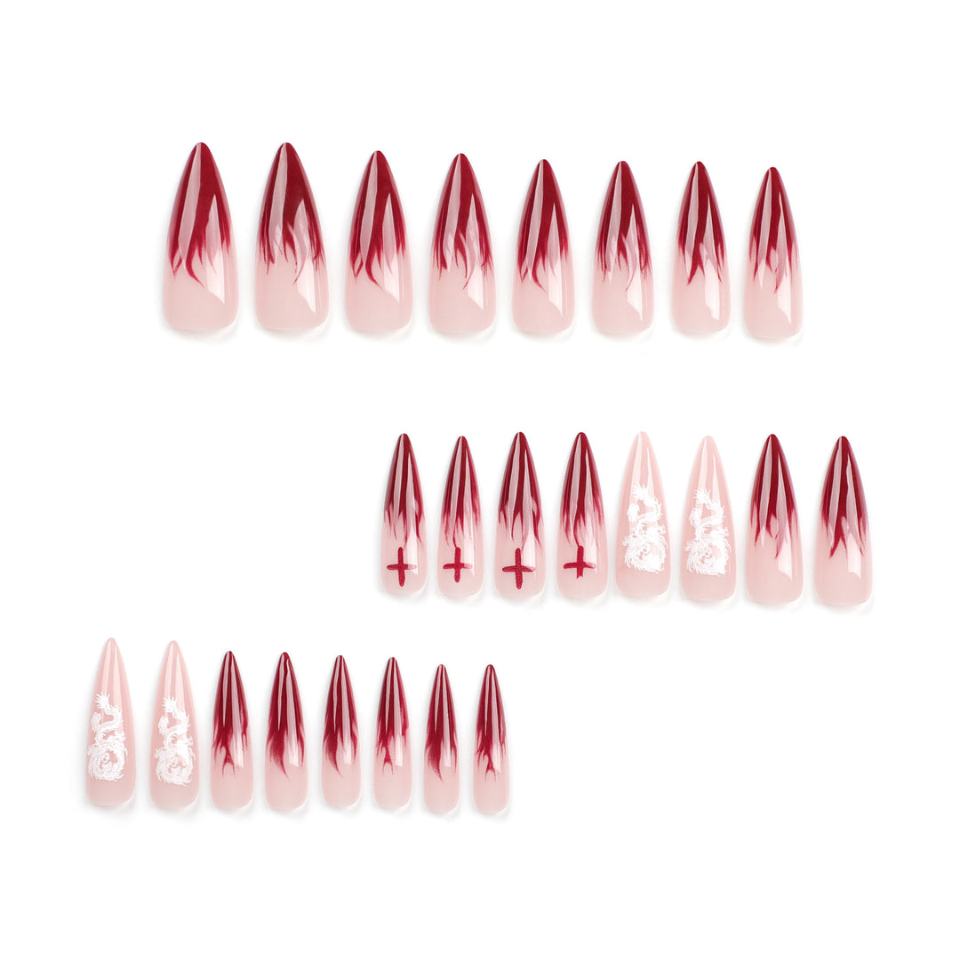 Artful Stiletto Nails with Creative Gradient and Cross-Section Design Stornfield