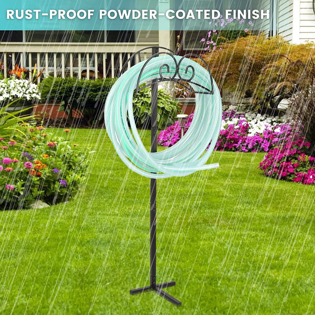 ornate wrought iron outdoor garden hose stand with rustproof powder-coated finish Stornfield