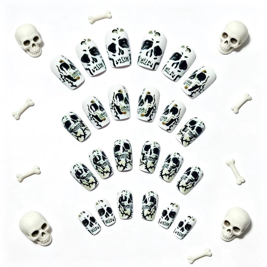 Creative artificial nails with lovingly detailed skull design Stornfield