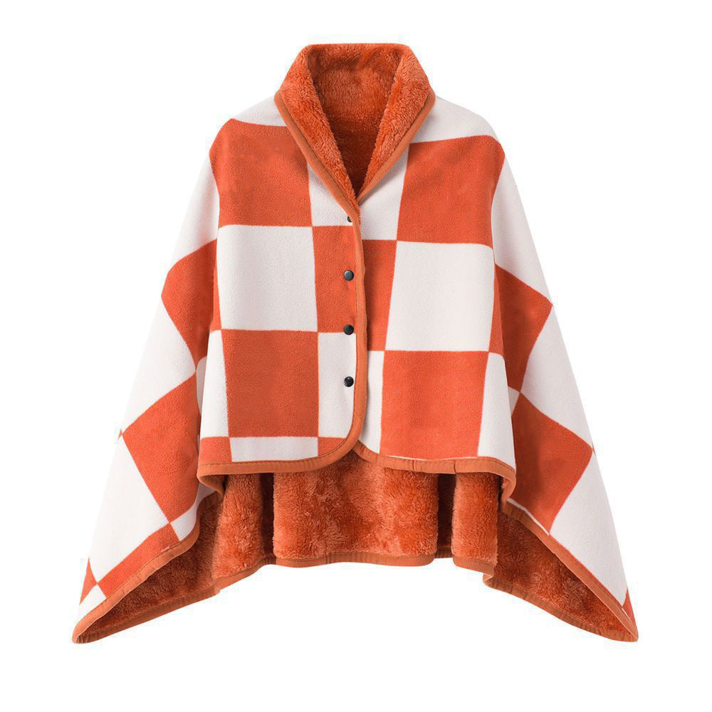 Women’s stylish hooded blanket with checkered pattern Stornfield