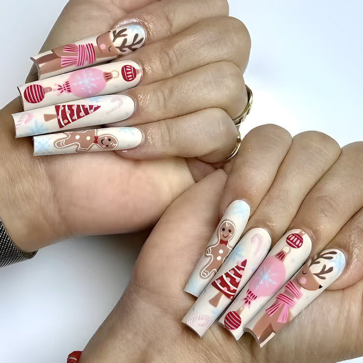 Festive Gingerbread-Themed Press-On Nails Stornfield
