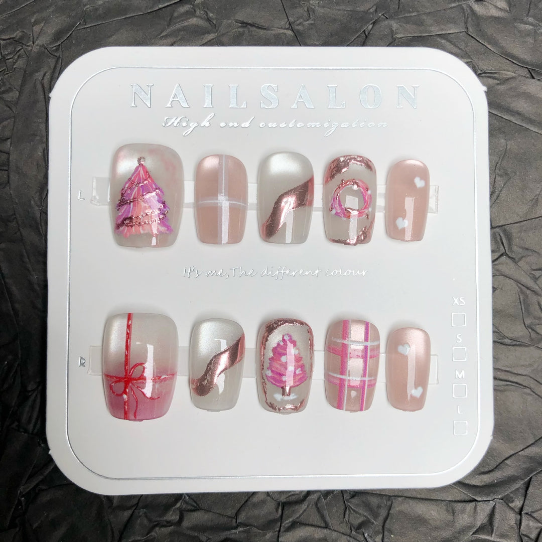 Holiday-Themed Elegant Press-On Nail Art Set