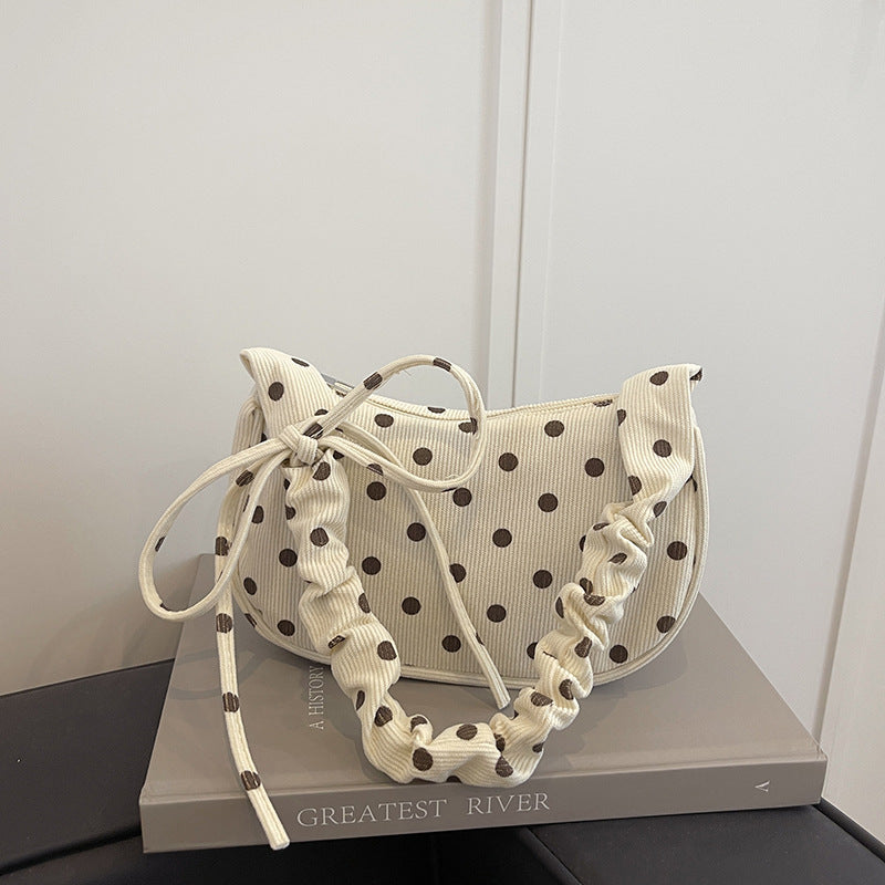 Ruffled Polka Dot Handheld Shoulder Bag
