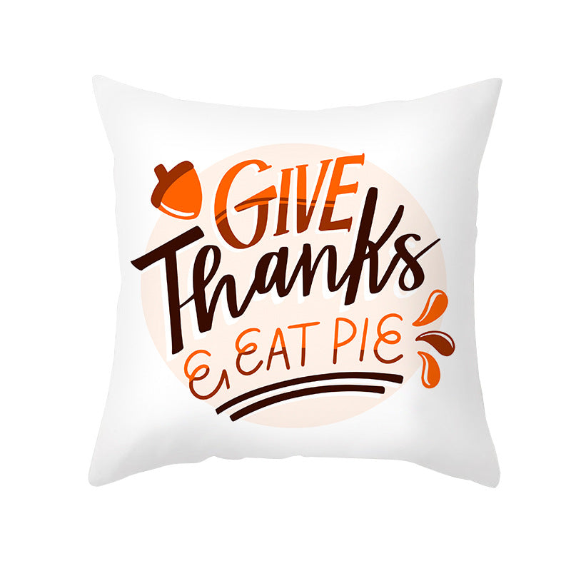 Square Removable Linen-Blend Thanksgiving Pumpkin Watercolor Throw Pillow Cover