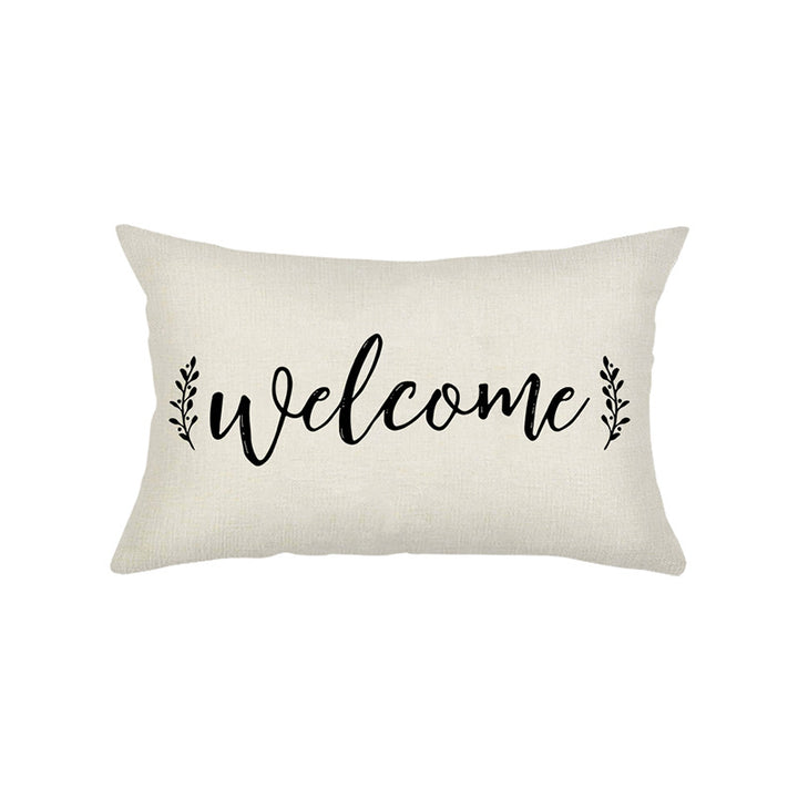 Hand-Lettered Script Lumbar Pillow Cover Linen-Blend with Heart Motif