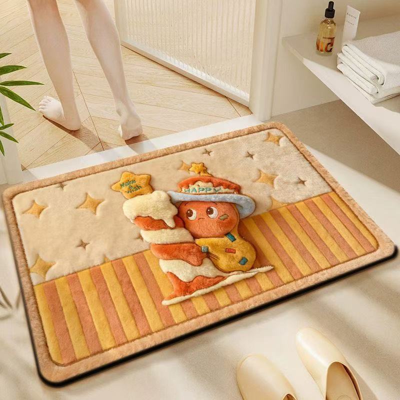 Cute Gingerbread-Themed Plush Bath Mat