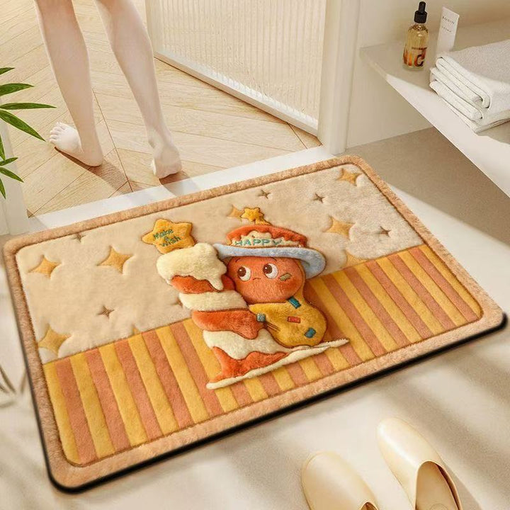Cute Gingerbread-Themed Plush Bath Mat