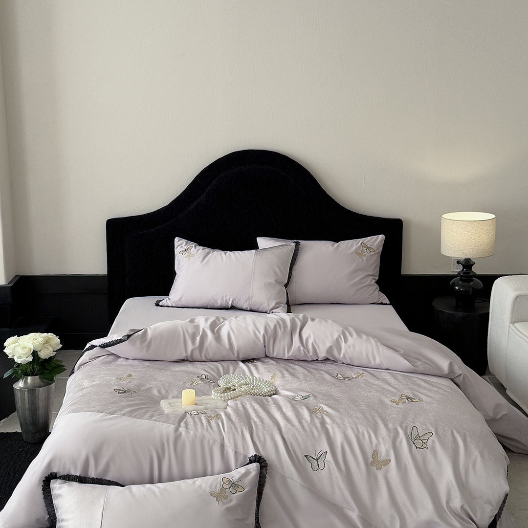 Luxury Embroidered Butterfly Duvet Cover Bedding Set