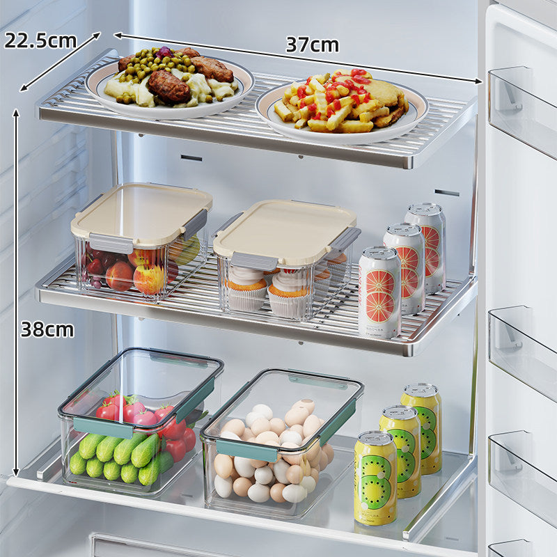 Two-Tier Adjustable Refrigerator Shelf Riser and Fridge Organizer