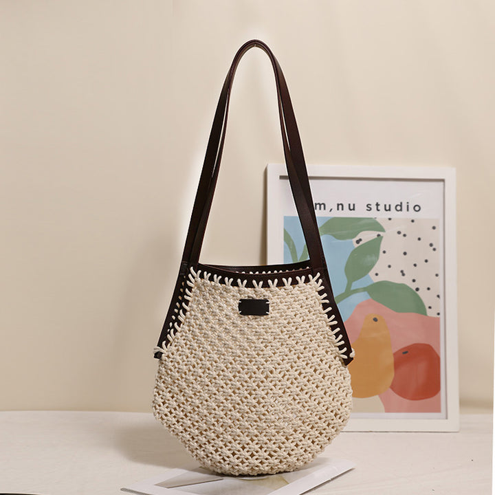 Hand-knotted tote bag with sturdy leather handles Stornfield