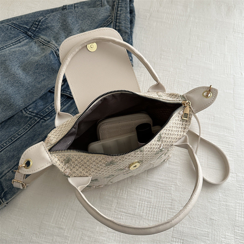 Embroidered Tote Handbag