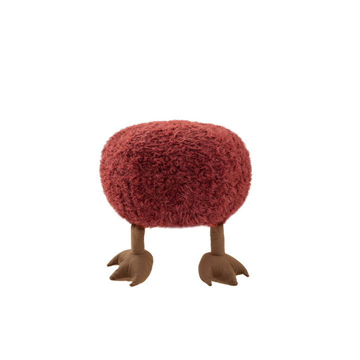 Cozy children's pouf seat with plush cover and decorative animal feet