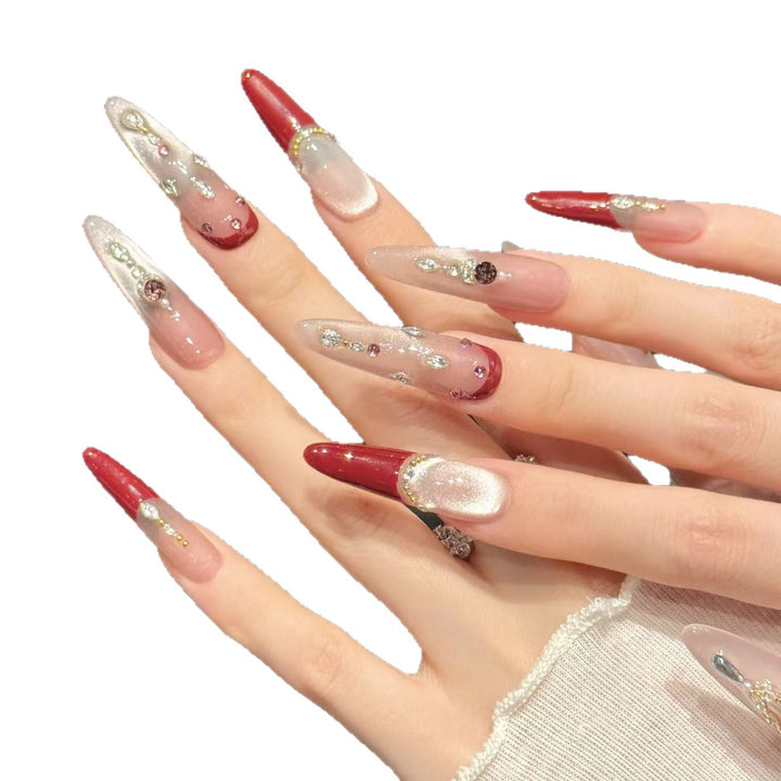 Decorative Press-On Nail Art Set with Rhinestone and Special Embellishments