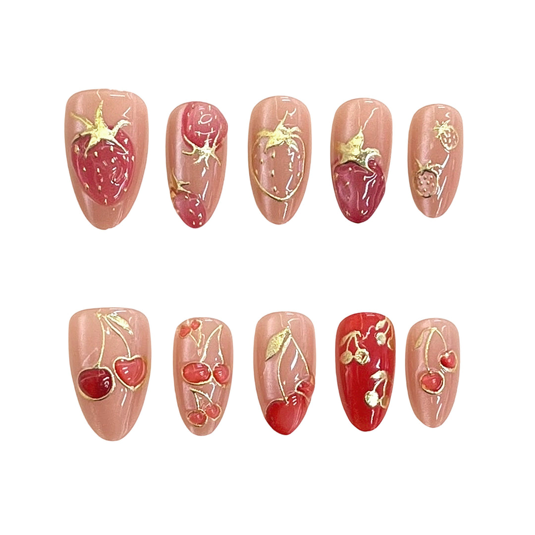 Artistic Floral-Accent Press-On Nails Set Stornfield