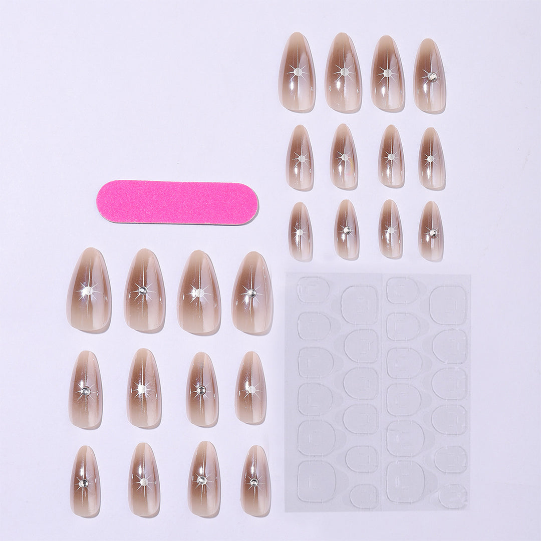 Nail set with elegant rhinestone accents and contoured design Stornfield