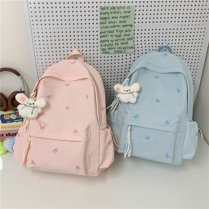 Backpack with Charming Bow Design and Practical Compartments Stornfield