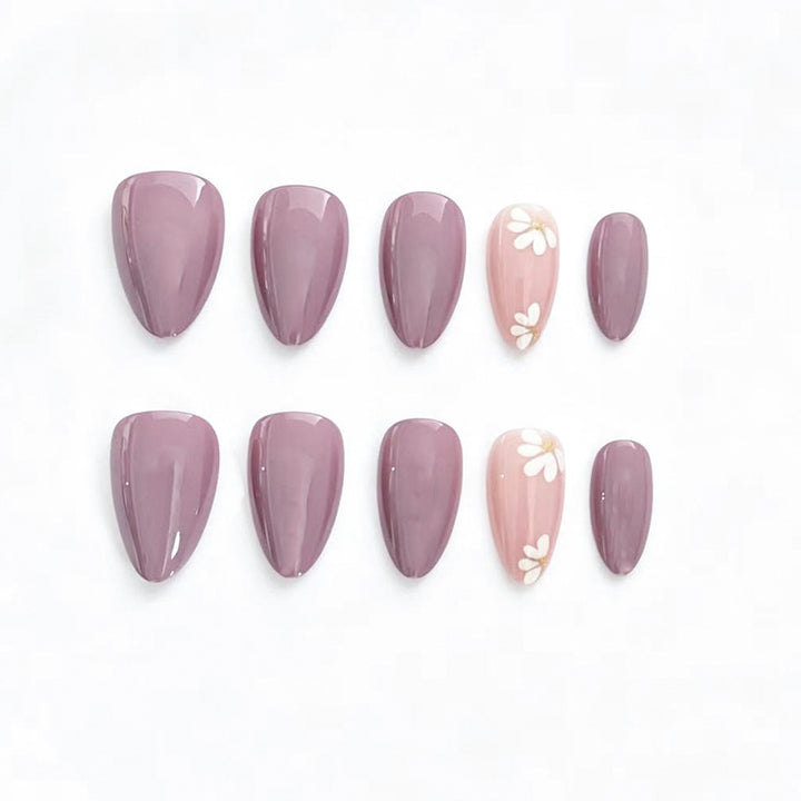 Elegant Floral Press-On Nail Tips Stornfield