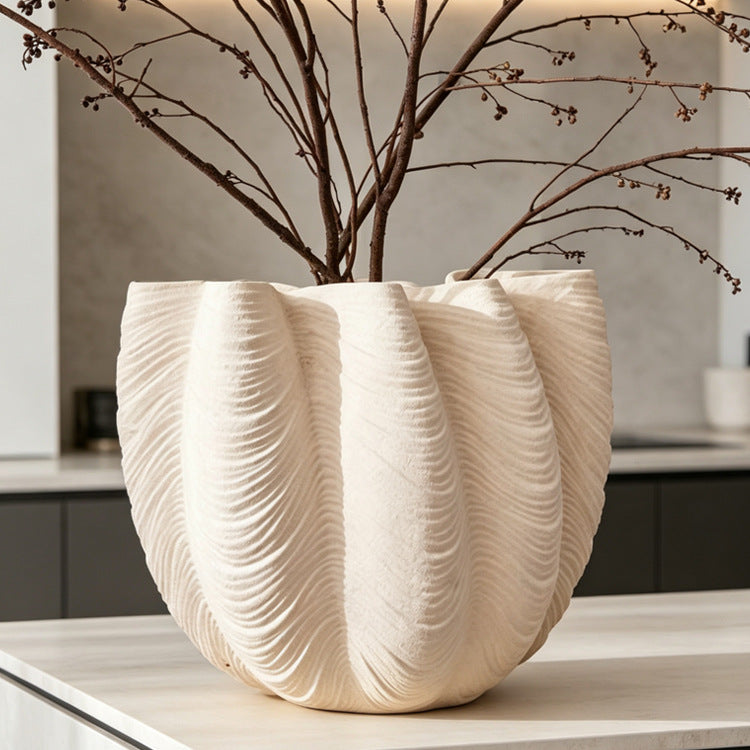 Leaf-Textured Decorative Planter