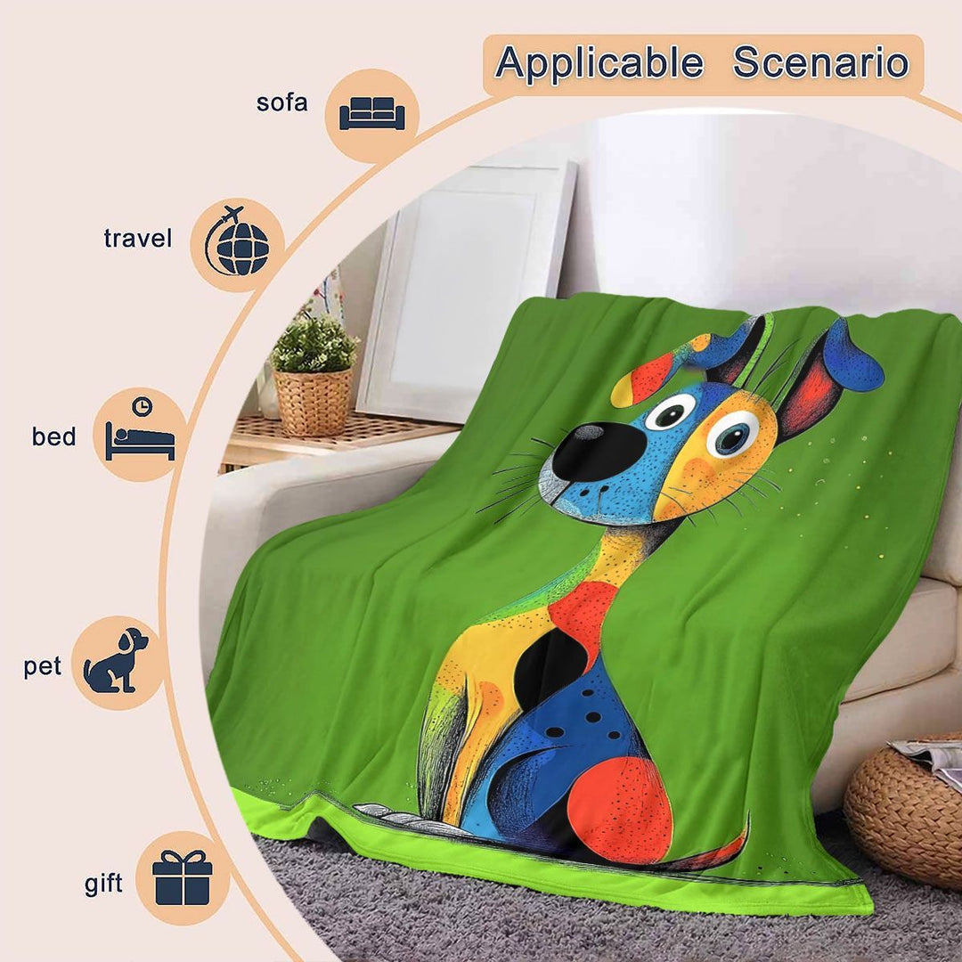 Whimsical Dog-Themed Fleece Blanket