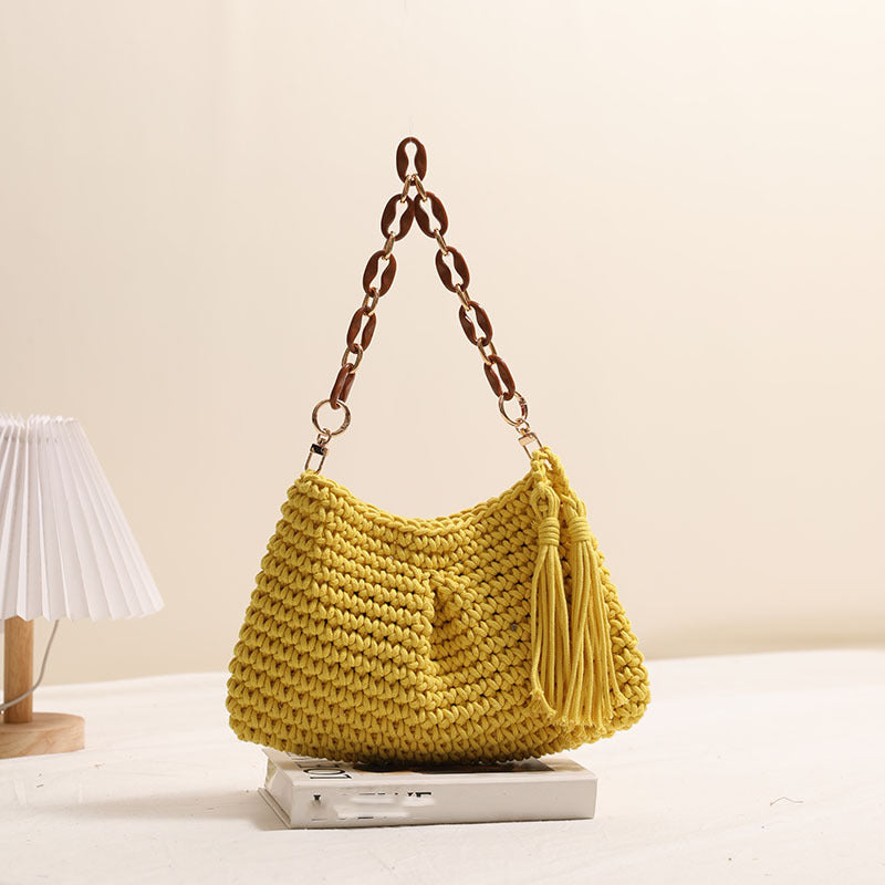 Handcrafted macrame bag with fashionable fringes Stornfield