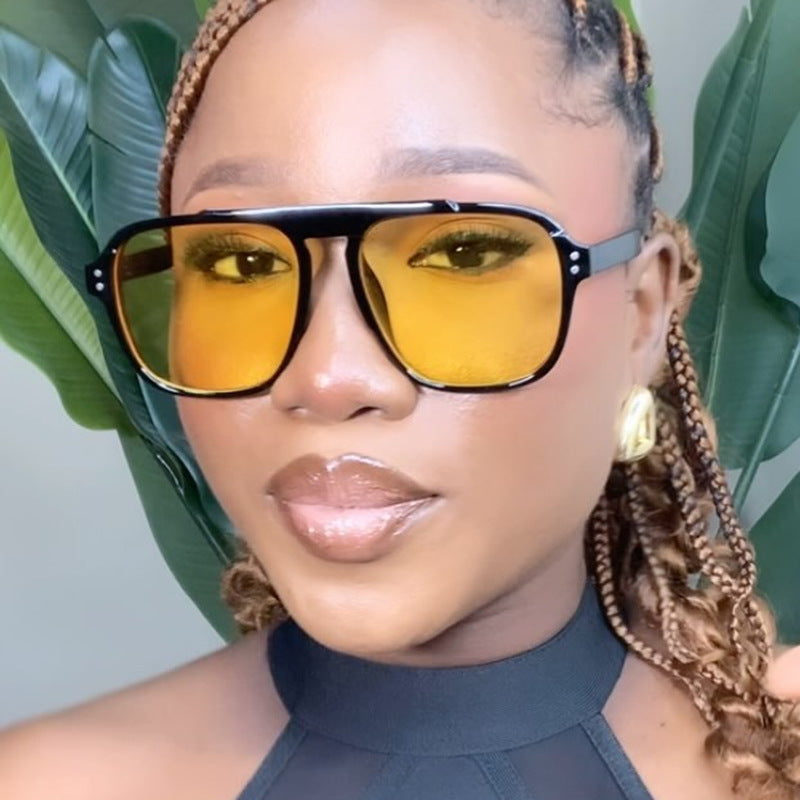 Ladies geometric sunglasses with polarized yellow lenses Stornfield