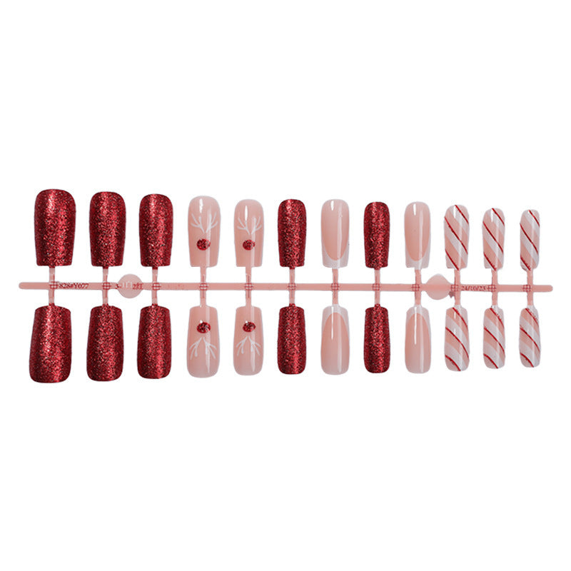 Artificial nail set with sparkling glitter and festive accents Stornfield
