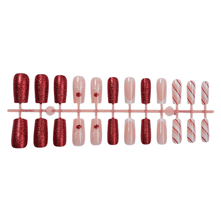 Artificial nail set with sparkling glitter and festive accents Stornfield