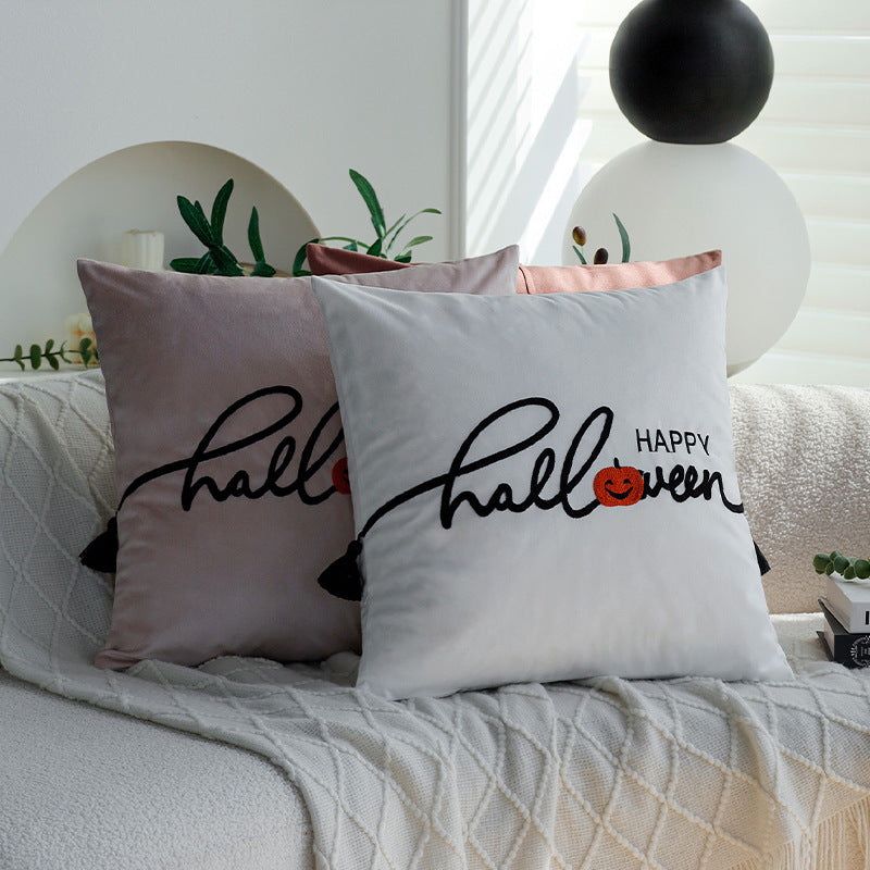 Decorative Halloween pillow with inscription